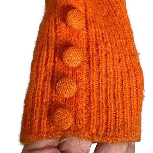 Suncoo Paris Pullover Sweater Women’s XS Alpaca Blend Puff Sleeve Soft Orange - Picture 10 of 13